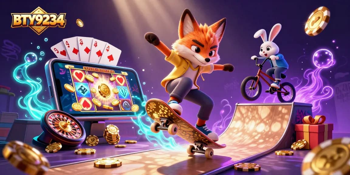Engage in the thrilling world of BTY9234 casino gaming with vibrant graphics and characters.