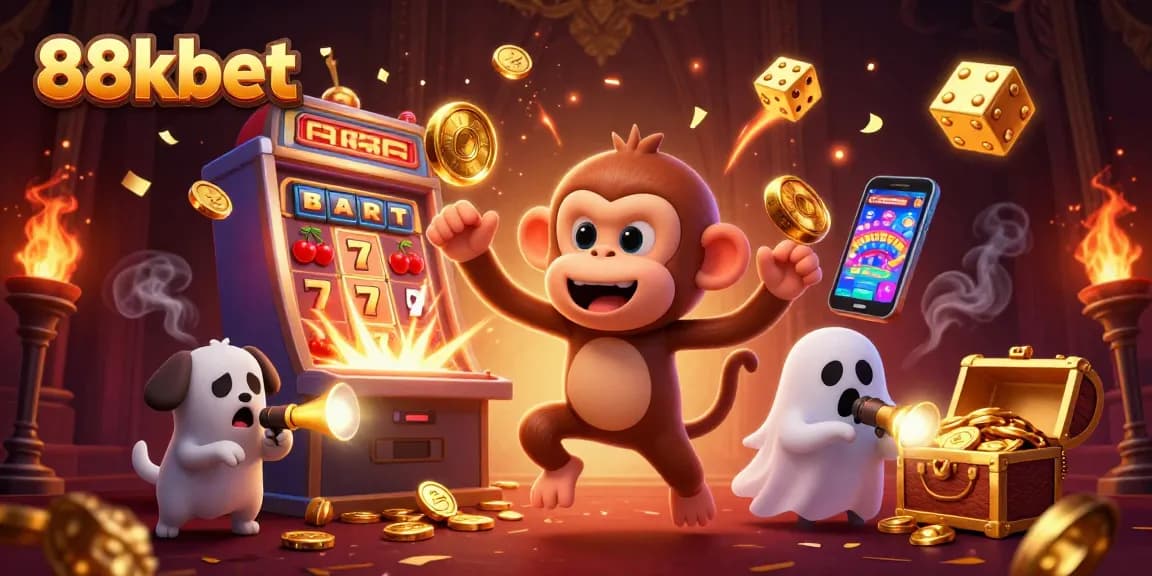 Experience thrilling wins with 88kbet as the poltergeist monkey juggles casino treasures.