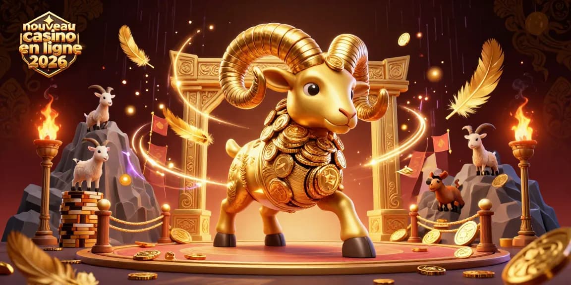 Illuminez votre expérience avec le nouveau casino en ligne 2026, où un bélier d'or charge majestueusement vers la victoire.