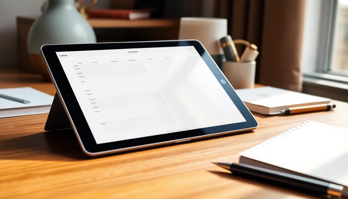 Engaging Digital Planners For iPad displayed on a wooden desk, emphasizing sleek design and usability.
