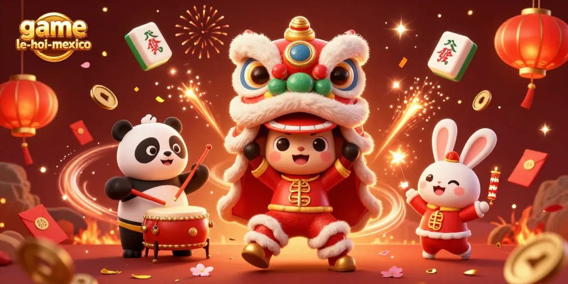 Experience the excitement of game-le-hoi-mexico in vibrant 3D illustration featuring themed characters and elements.