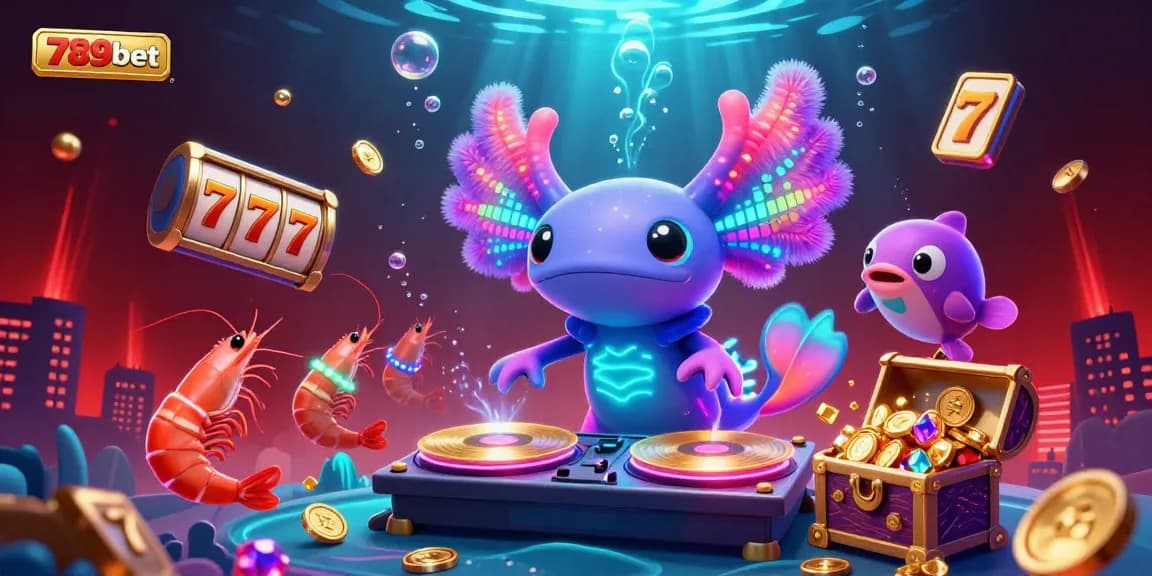 Experience the vibrant underwater casino scene with 789bet's axolotl DJ and lively gambling elements.