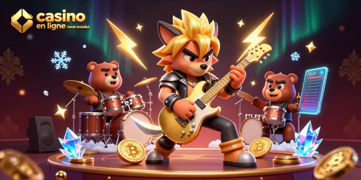 Animation captivante sur un casino en ligne retrait immédiat avec personnages dynamiques et éléments de jeu