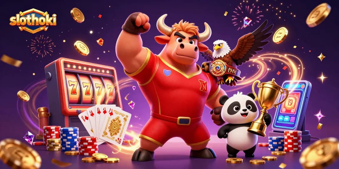 slothoki menampilkan simbol keberuntungan di slot online dengan karakter konyol dan elemen kasino