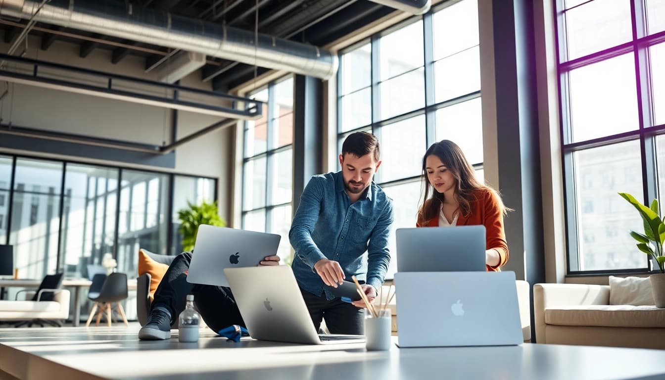 Engaging scene of a website design agency Melbourne team collaborating creatively.