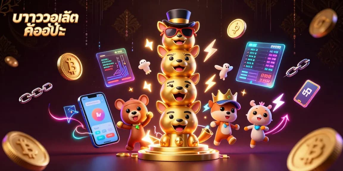 Engage with the vibrant gaming experience of บาคาร่าวอเลท คืออะไร surrounded by crypto elements and casino symbols.