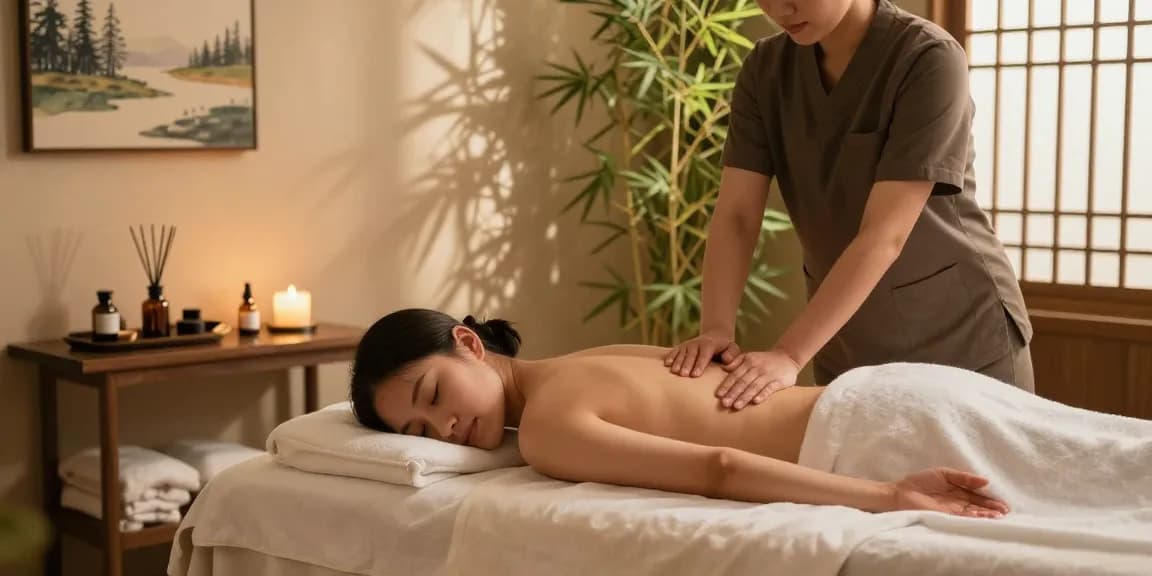 스웨디시 마사지 중인 개인과 치유하는 치료사, 아늑한 치료실의 평화로운 모습