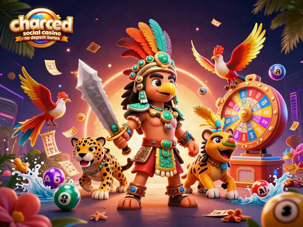 Experience the excitement of the chanced social casino no deposit bonus with vivid 3D illustrations.