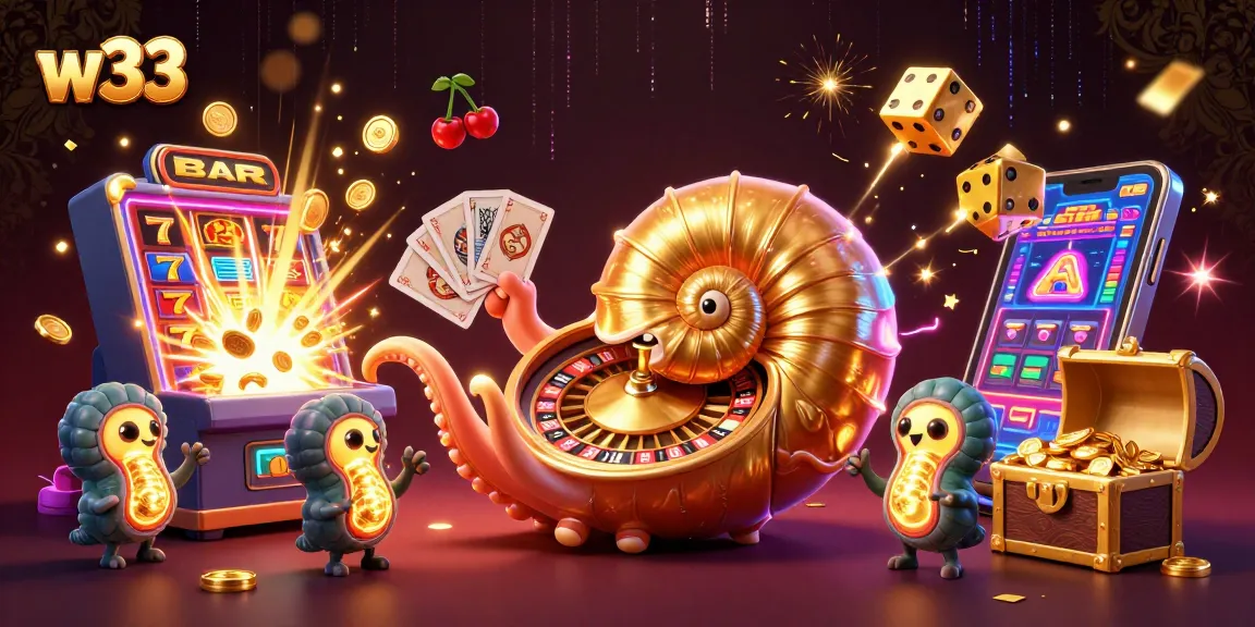 Experience thrilling gameplay with w33 pokies in an action-packed casino scene featuring slot machines and cards.