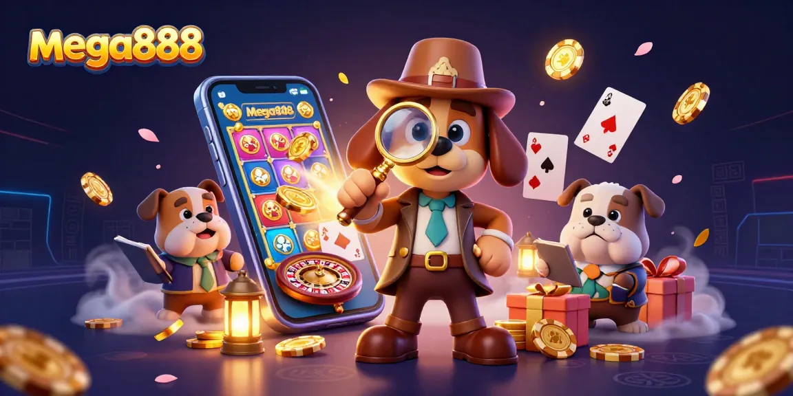 Engage with mega888's captivating slot games through this vibrant 3D illustration.