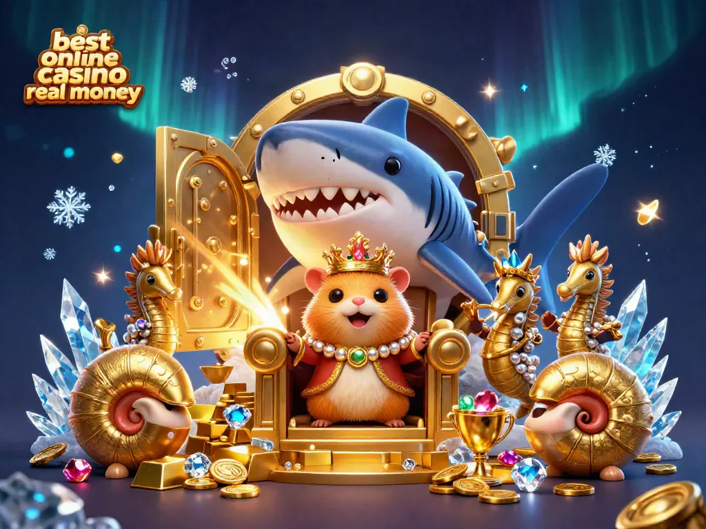 Spin the reels at the best online casino real money, with immense treasures and royal characters in a lively scene.