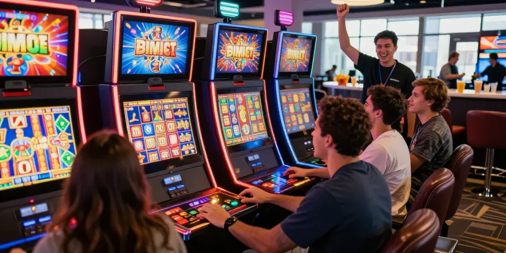 Pengunjung menikmati permainan slot online yang menarik di kasino virtual.