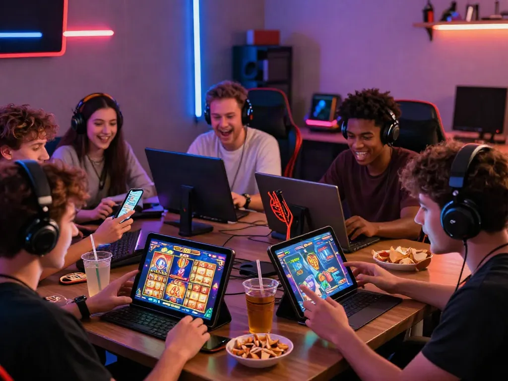 Players enjoying an exhilarating slot game experience in an electrifying online gaming atmosphere.