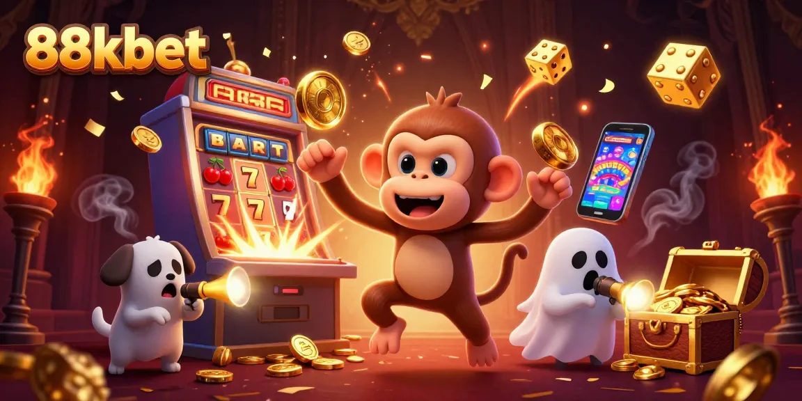 Experience thrilling wins with 88kbet as the poltergeist monkey juggles casino treasures.