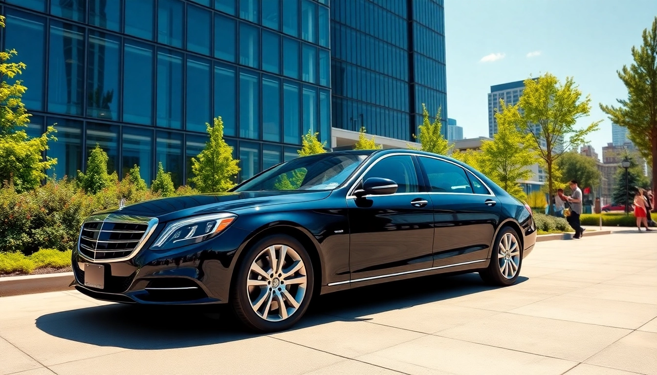 Experience executive car service Providence RI with a luxury sedan outside a modern corporate building
