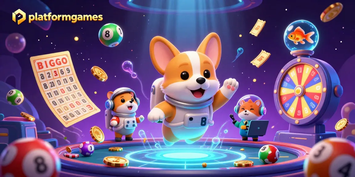 Play the platformgames lottery with vibrant balls and a cheerful astronaut corgi in space.