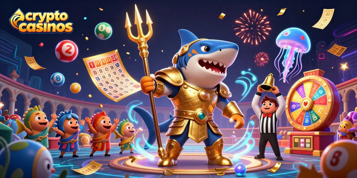 Jouer aux crypto casinos avec un requin gladiateur et des éléments de loterie dynamiques.