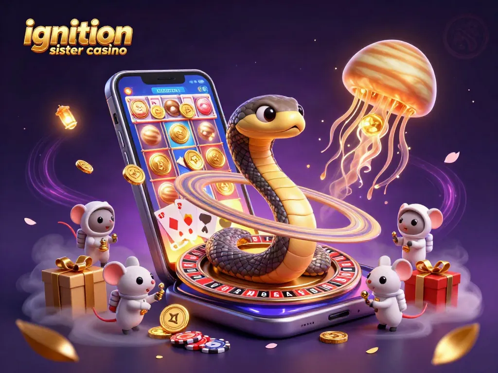 Experience the vibrant world of the ignition sister casino with astronaut mice betting on a cosmic roulette.