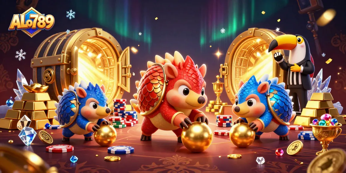 Experience thrilling action in ALo789 with rival pangolins bowling through poker chips and treasures.