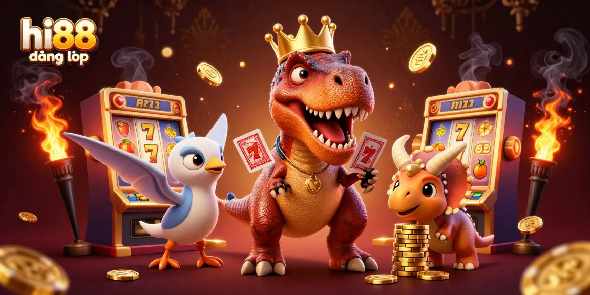Engage in thrilling gameplay with hi88 đăng nhập, showcasing 3D cartoon characters and dynamic slot elements.