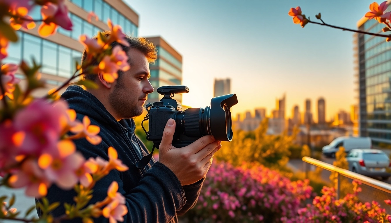 Engaging scene featuring a photography company edmonton capturing the cityscape.