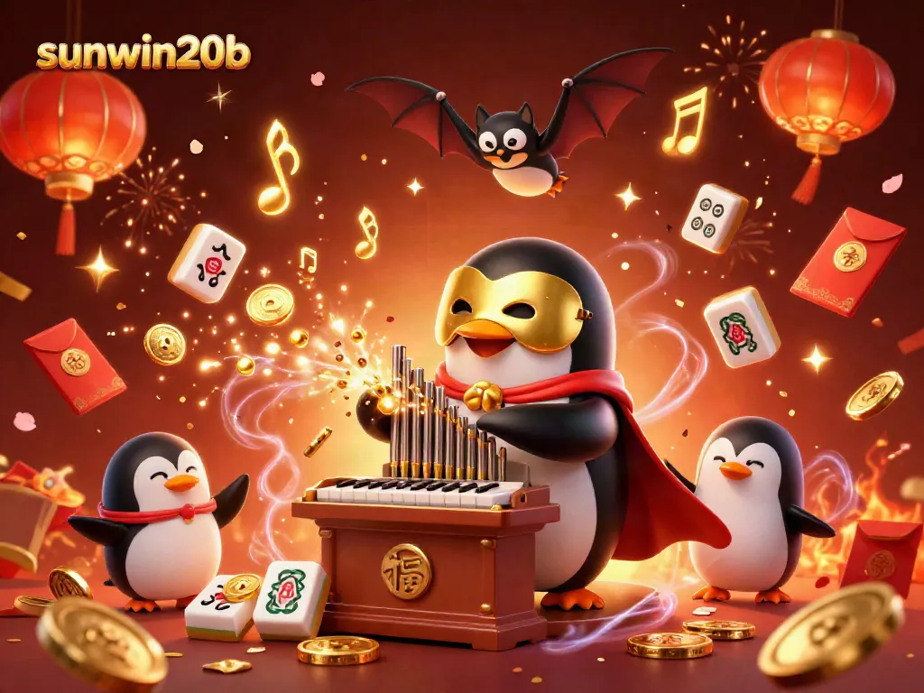 Experience sunwin20b's elegant casino charm with a lively 3D illustration of gaming and festivities.