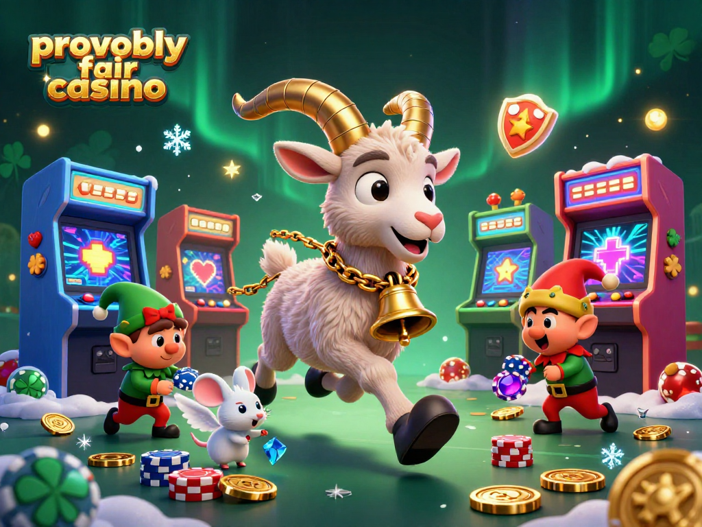 Experience the thrill of a provably fair casino with a festive Krampus goat, angel mouse, and elf gremlins.