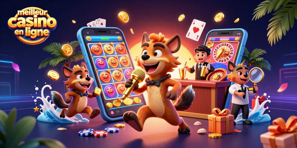 Ce meilleur casino en ligne met en scène une hyène comique animant un club de casino vibrant.