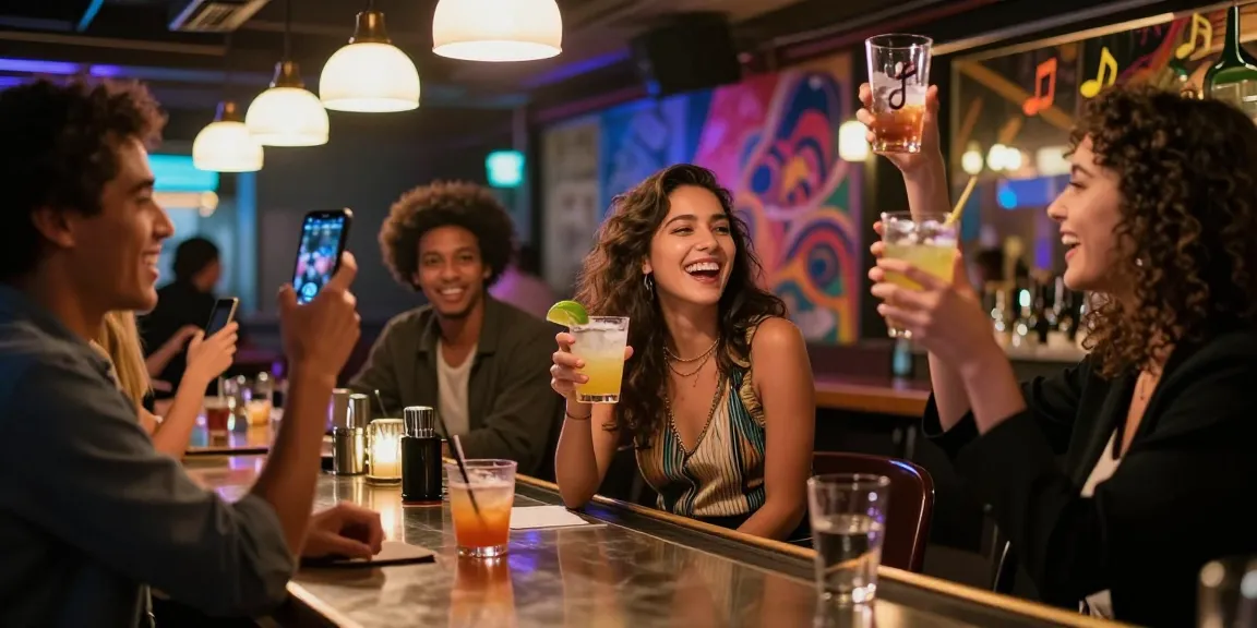 Cuộc sống đêm sôi động với gái gọi vui vẻ trong quán bar hiện đại
