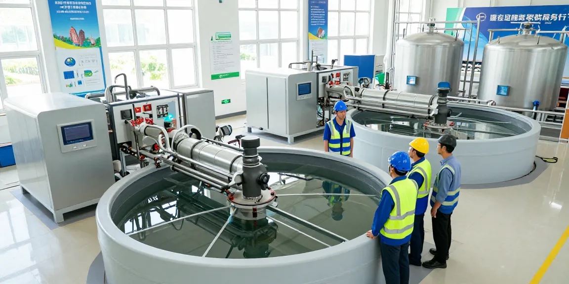 Engineers examining Integrated Modular Systems in a modern water treatment facility, showcasing advanced technology and efficiency.
