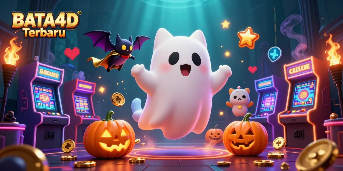 BATA4D Terbaru highlights a lively casino scene with unique ghost cat characters and dynamic gaming elements.