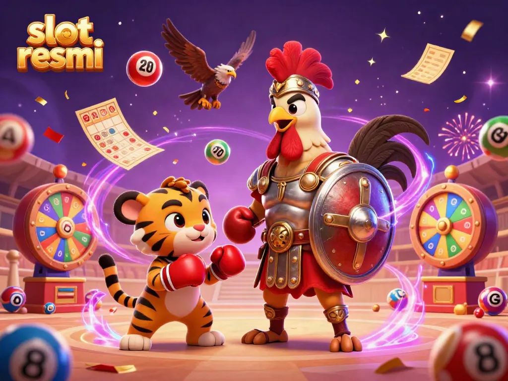Experience the exciting world of slot resmi with a dynamic 3D illustration featuring vibrant gaming elements.