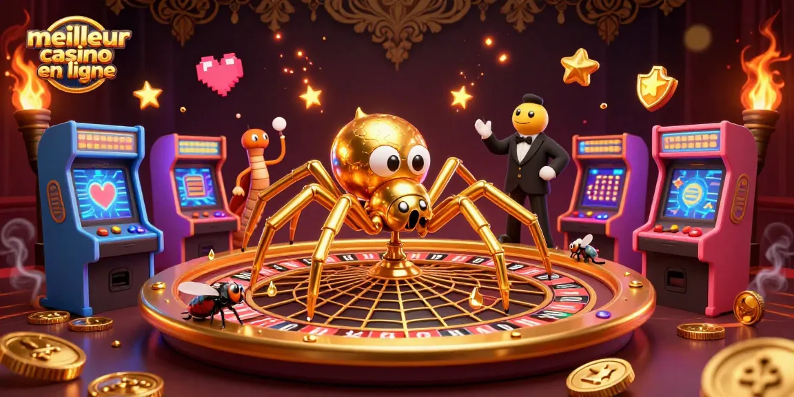 Placer des paris au meilleur casino en ligne avec une araignée d'or et un croupier centipède.
