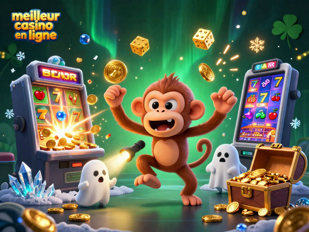 Jouez et gagnez au meilleur casino en ligne avec cette scène animée de jeux d'argent.