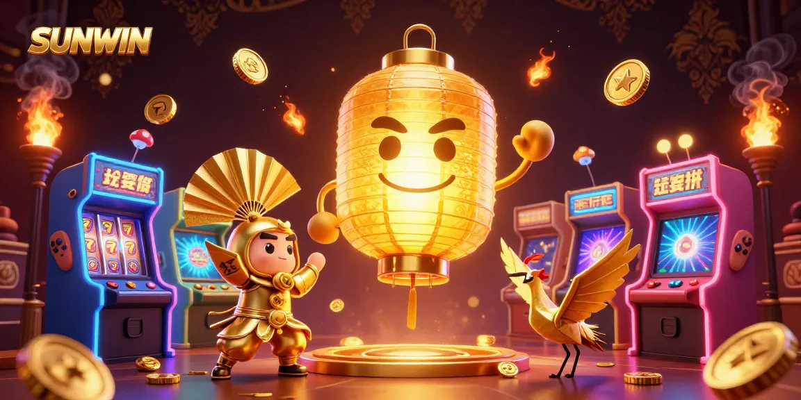 SUNWIN offers an exciting gaming experience with vibrant characters and casino elements, capturing the thrill of victory.