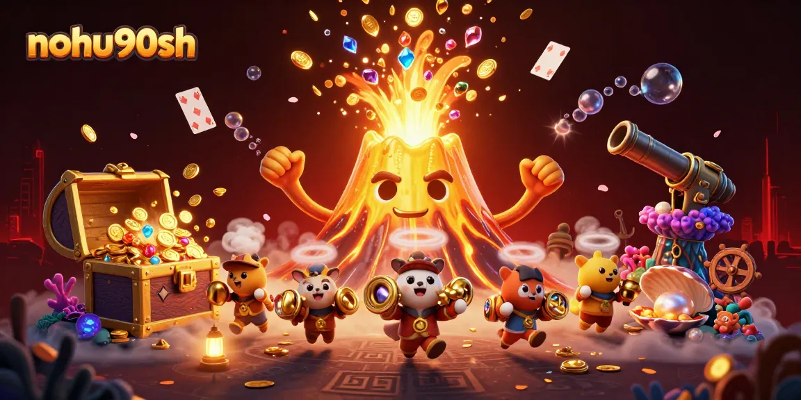 Experience thrilling adventures with nohu90sh as golden treasures erupt from a lively casino volcano!