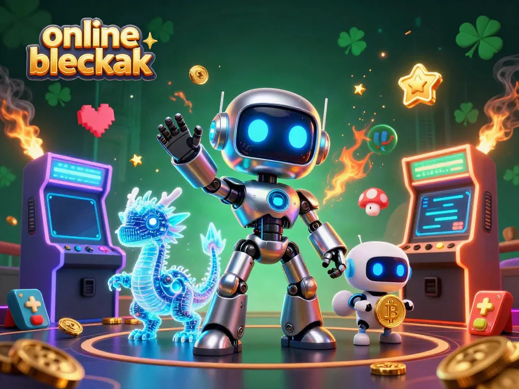 Experience the excitement of online blackjack with a vibrant 3D illustration featuring futuristic casino elements.