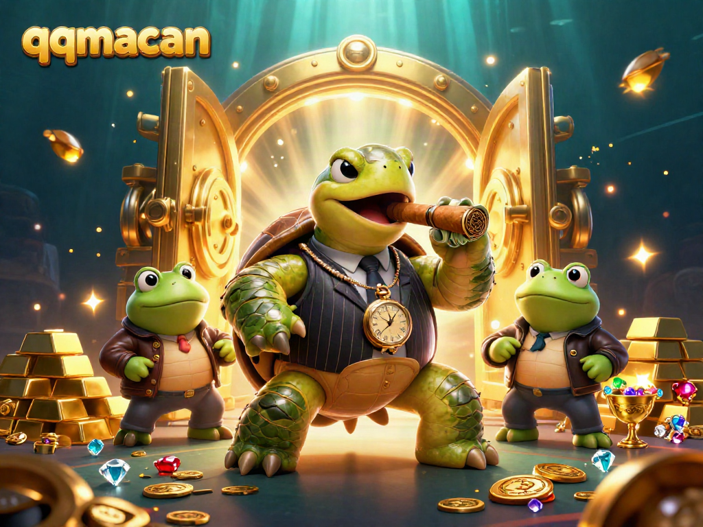 Experience thrilling gameplay with qqmacan's vibrant casino scene, showcasing engaging characters and gold treasures.
