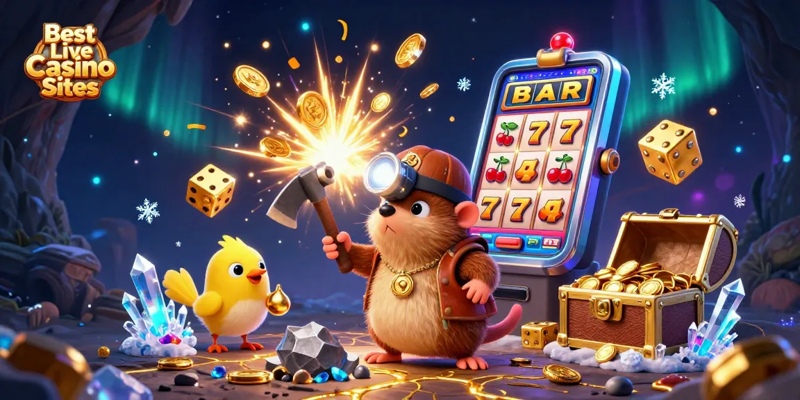 Experience the thrill at the Best Live Casino Sites with a vibrant illustration of a treasure hunter in a casino adventure.