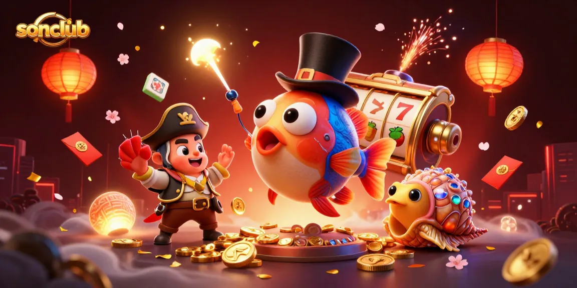 Experience thrilling gaming at sonclub with dynamic characters and vibrant casino elements.
