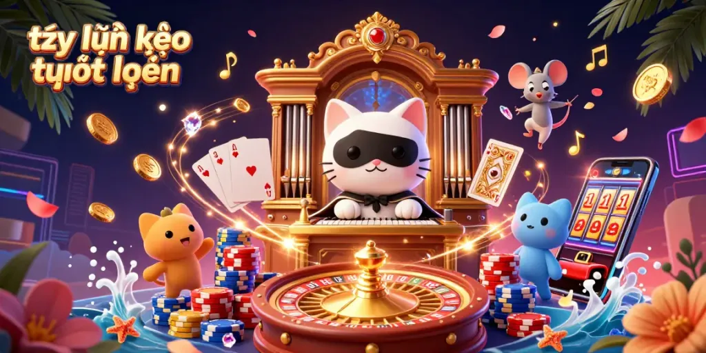 Engage in dynamic tỷ lệ kèo trực tuyến with vibrant acrobatics, casino elements, and thrilling energy.