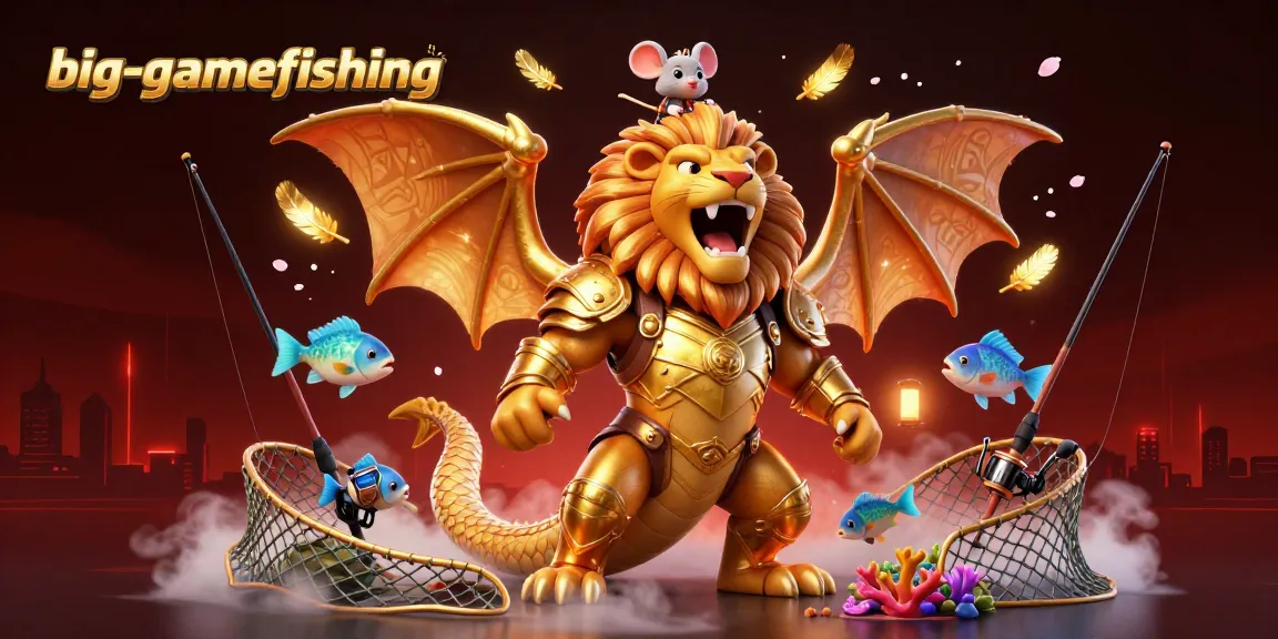 Engage in big-gamefishing with a vibrant scene of a chimera and underwater fish, creating thrilling fishing adventures.
