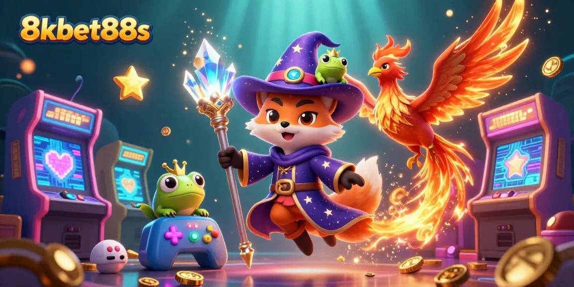 Engage with 8kbet88s in a vibrant casino adventure featuring mythical characters and colorful gaming elements.