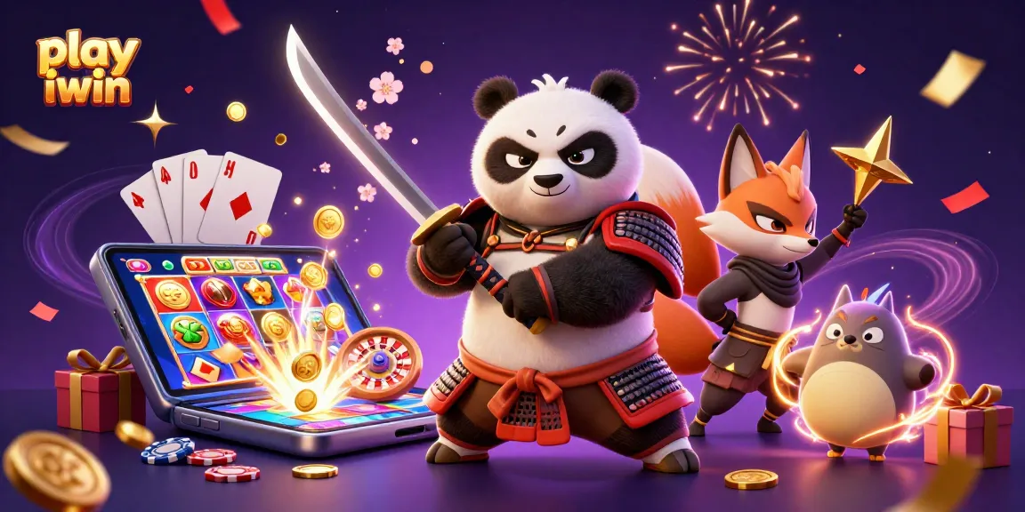 Play iwin with a dynamic scene featuring characters in a vibrant casino atmosphere.
