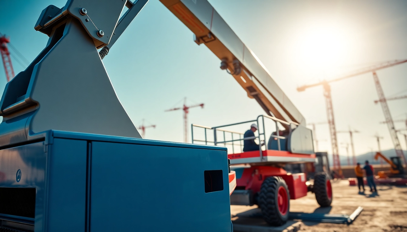 Workers operating a genie boom lift highlights safety and efficiency in construction.
