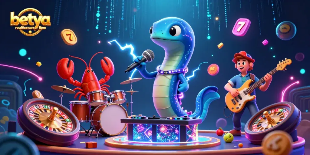 Engage with the vibrant scene of betya roulette casino en ligne featuring an electric eel DJ, lobster drummer, and seahorse guitarist.