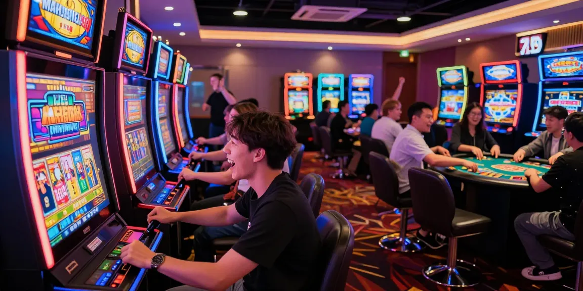 Exciting gaming atmosphere featuring Slot Gacor MAHJONGJP88 in a lively casino setting with players engaged.