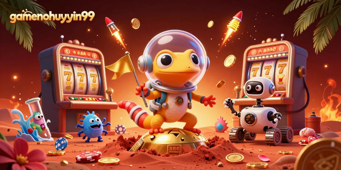 Experience the excitement at gamenohuuytin99 with a Martian gecko discovering a golden casino.