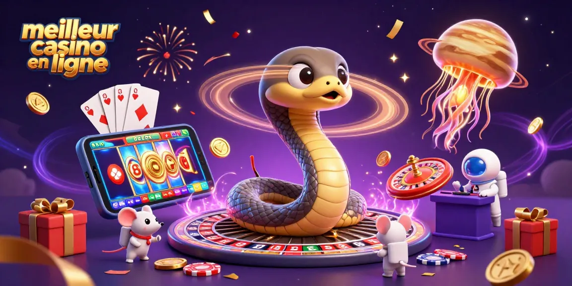 Pariez dans un meilleur casino en ligne avec des astronautes jouant autour d'un serpent de Saturne et d'une méduse dorée.