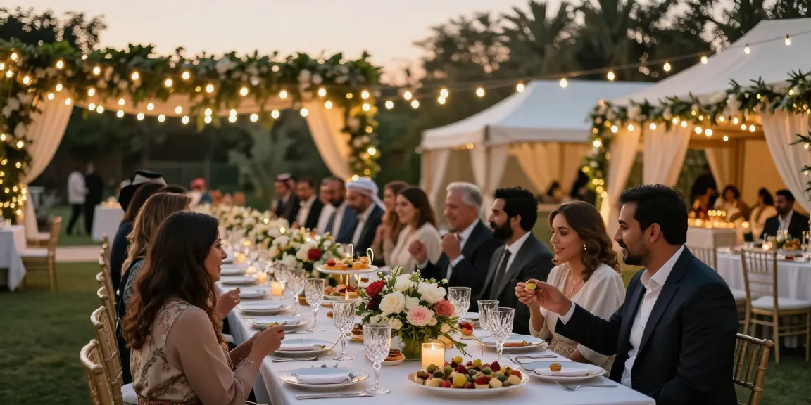 Event furniture rental at an elegant outdoor wedding reception with beautiful table settings.